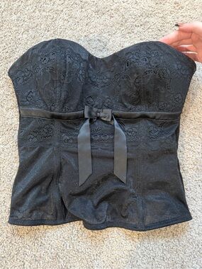 Y2K gothic lace corset top bow strapless